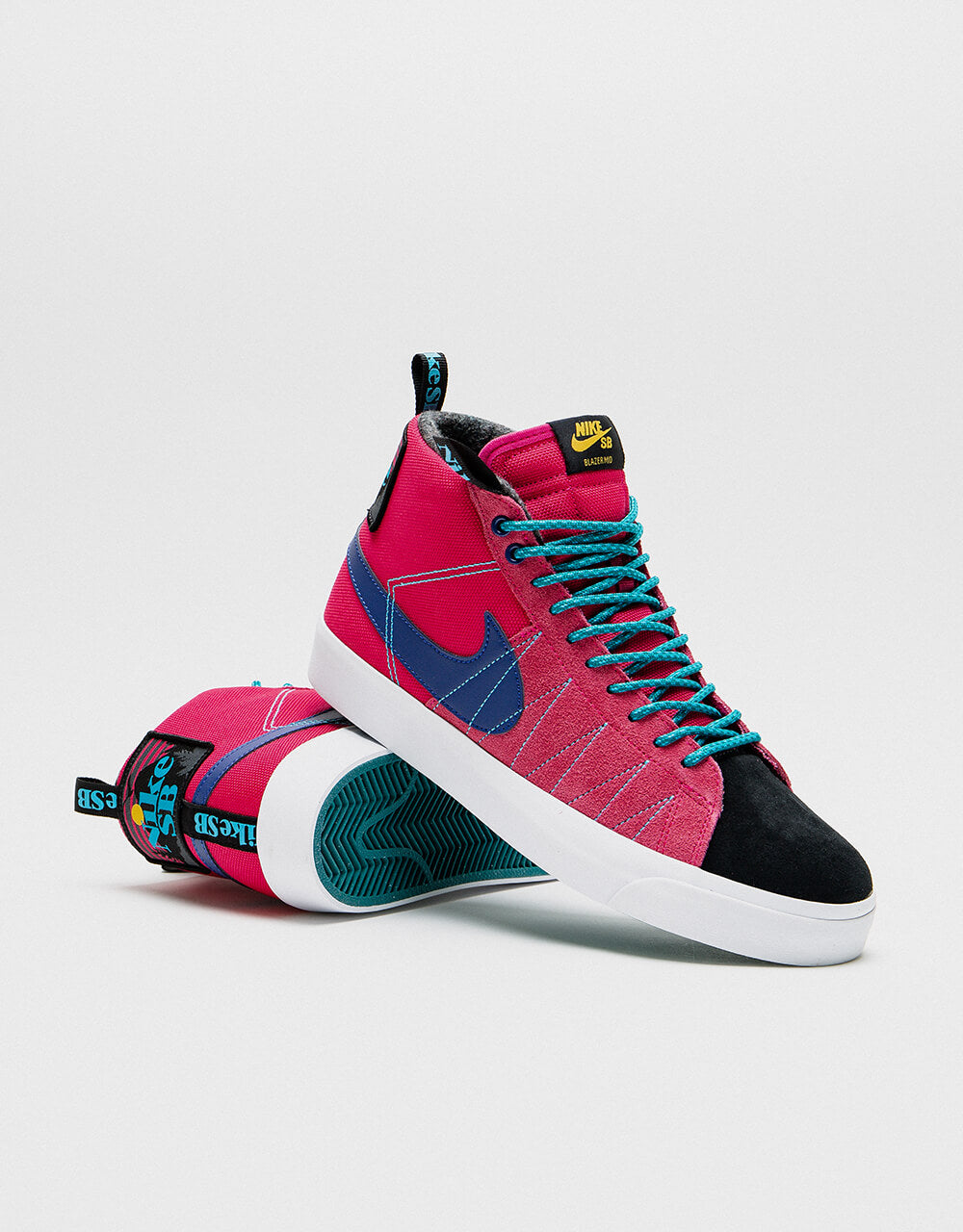Nike SB Zoom Blazer Mid Premium Skate Shoes - Rush Pink/Deep Royal Blue-Laser Blue