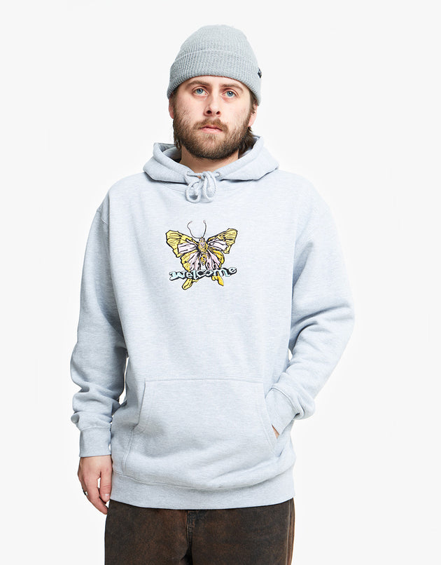 Welcome Butterfly Heavyweight Pullover Hoodie - Heather Grey