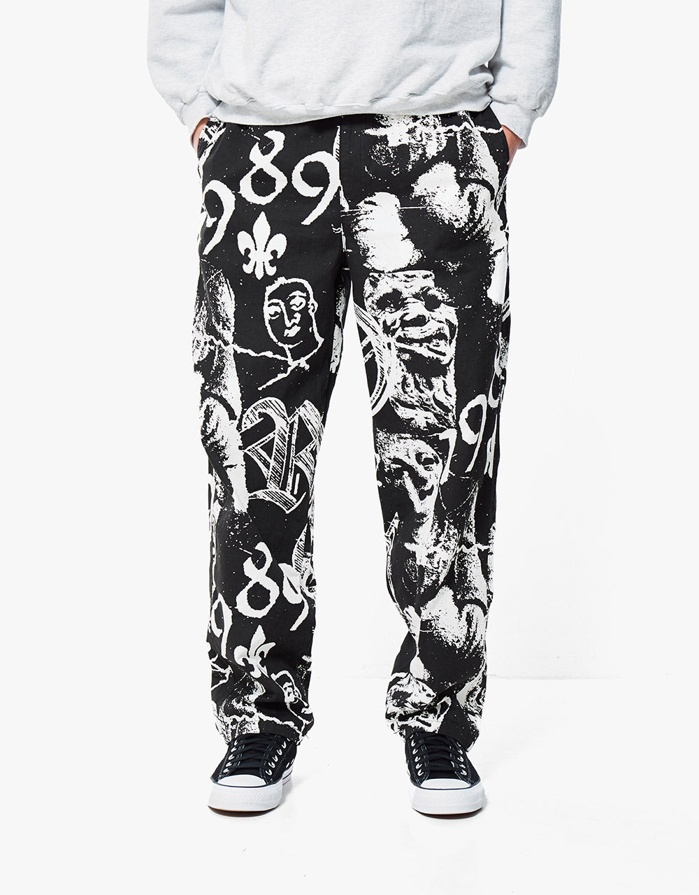 Route One Organic Baggy Pants - Medievil Black/White
