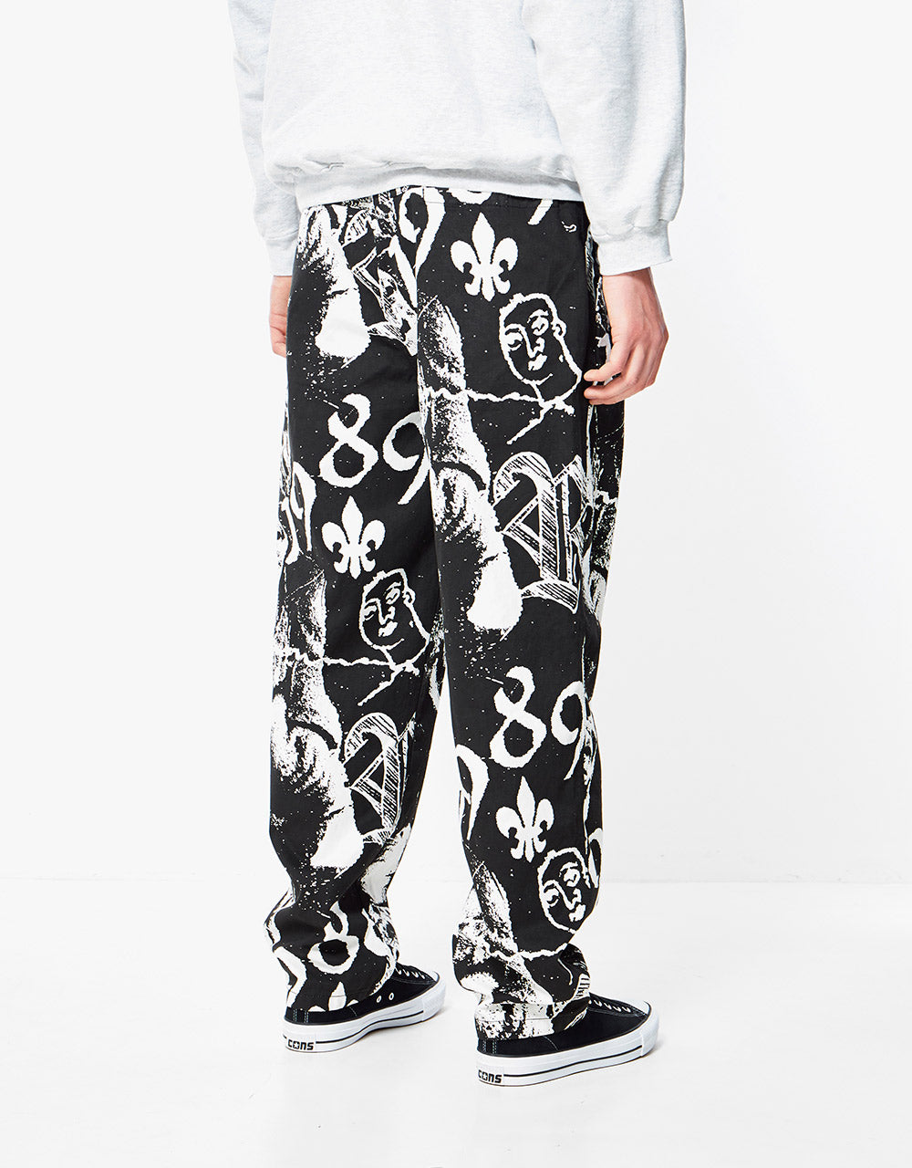 Route One Organic Baggy Pants - Medievil Black/White