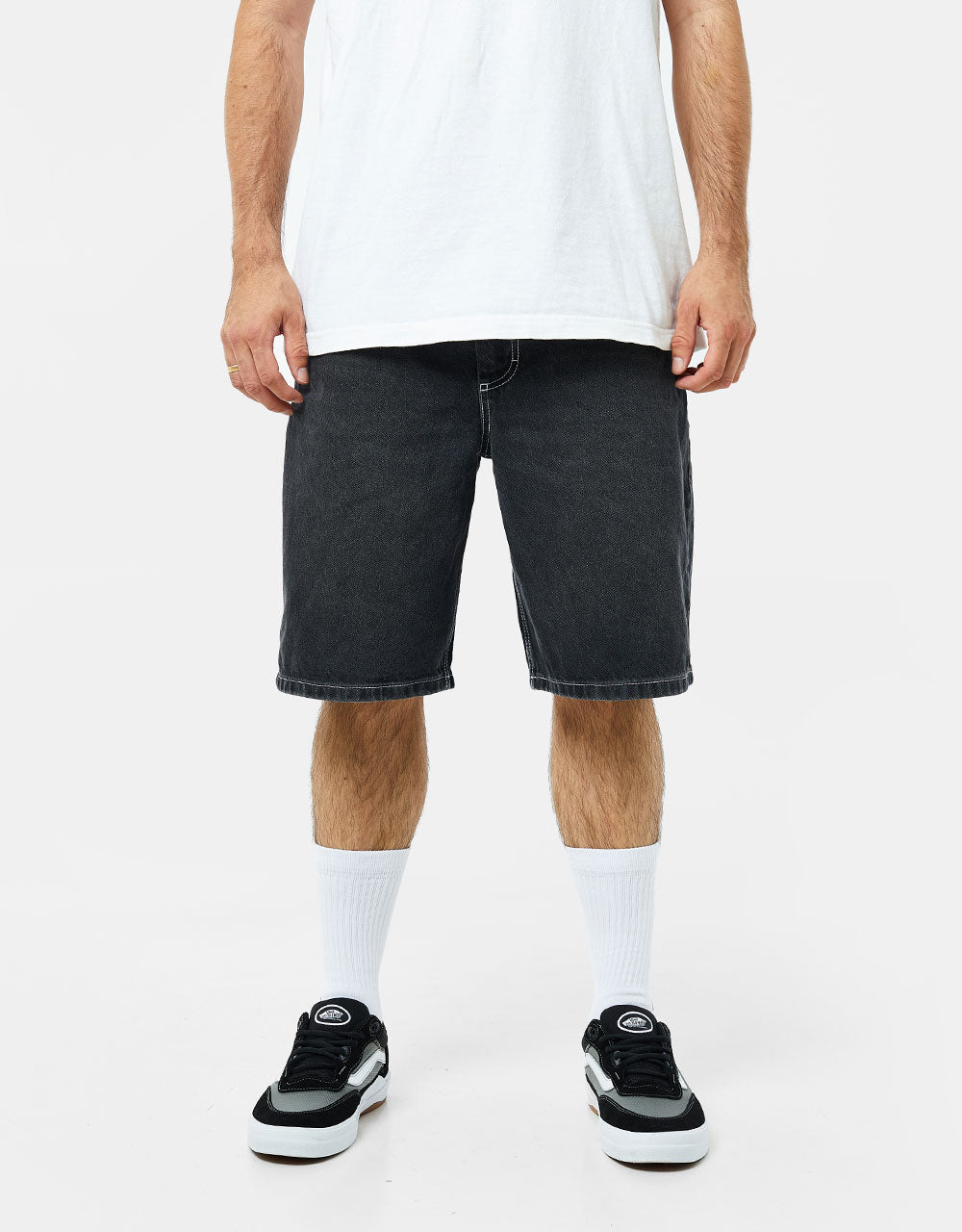Route One Super Baggy Denim Shorts - Washed Black