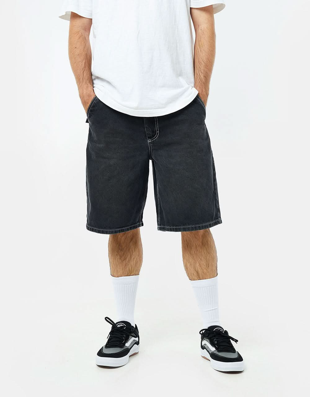 Route One Super Baggy Denim Shorts - Washed Black