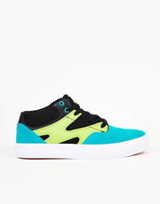 DC Kalis Vulc Mid Kids Skate Shoes - Black/Green/Orange