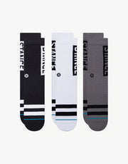 Stance OG 3 Pack Crew Socks - Black/White/Graphite