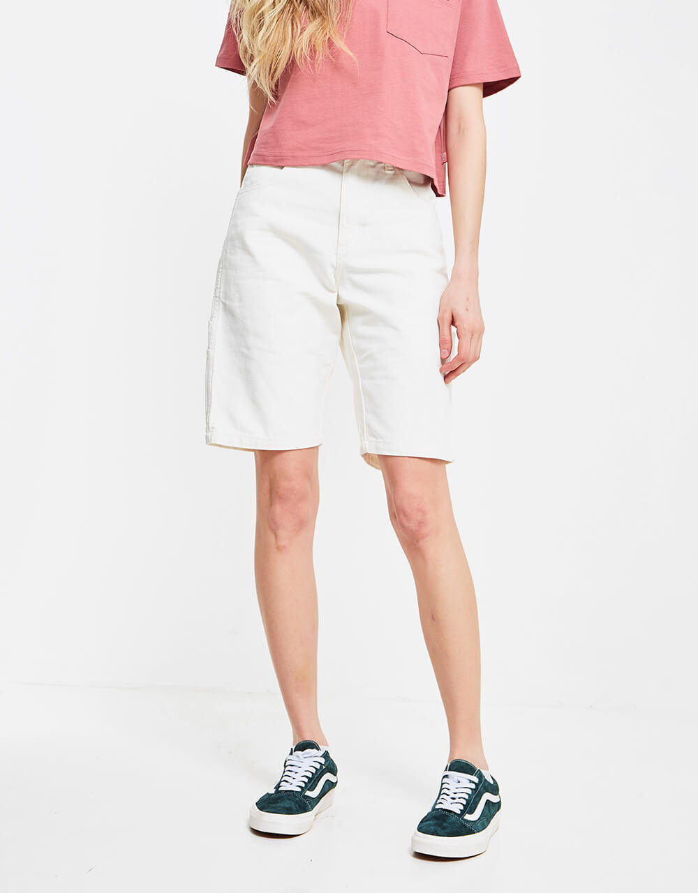 Dickies Womens Duck Canvas Carpenter Short - Stone Washed Cloud