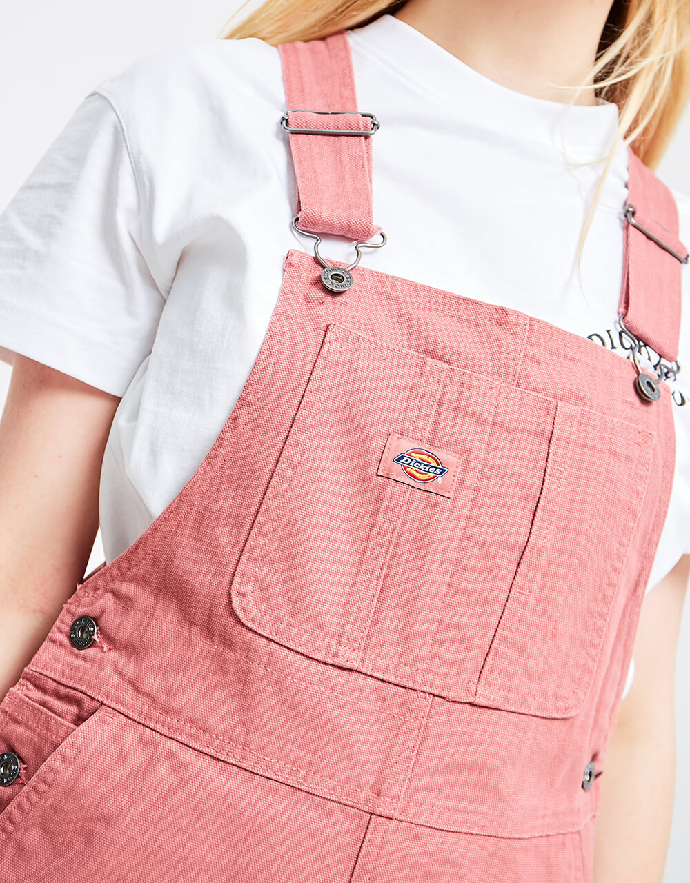 Dickies Womens Duck Canvas Short Bib - Stonewashed Withered Rose