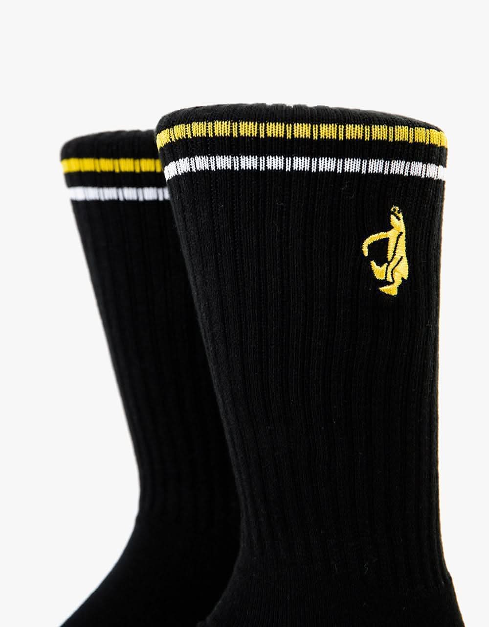 Krooked Shmoo Embroidered Socks - Black/White/Yellow