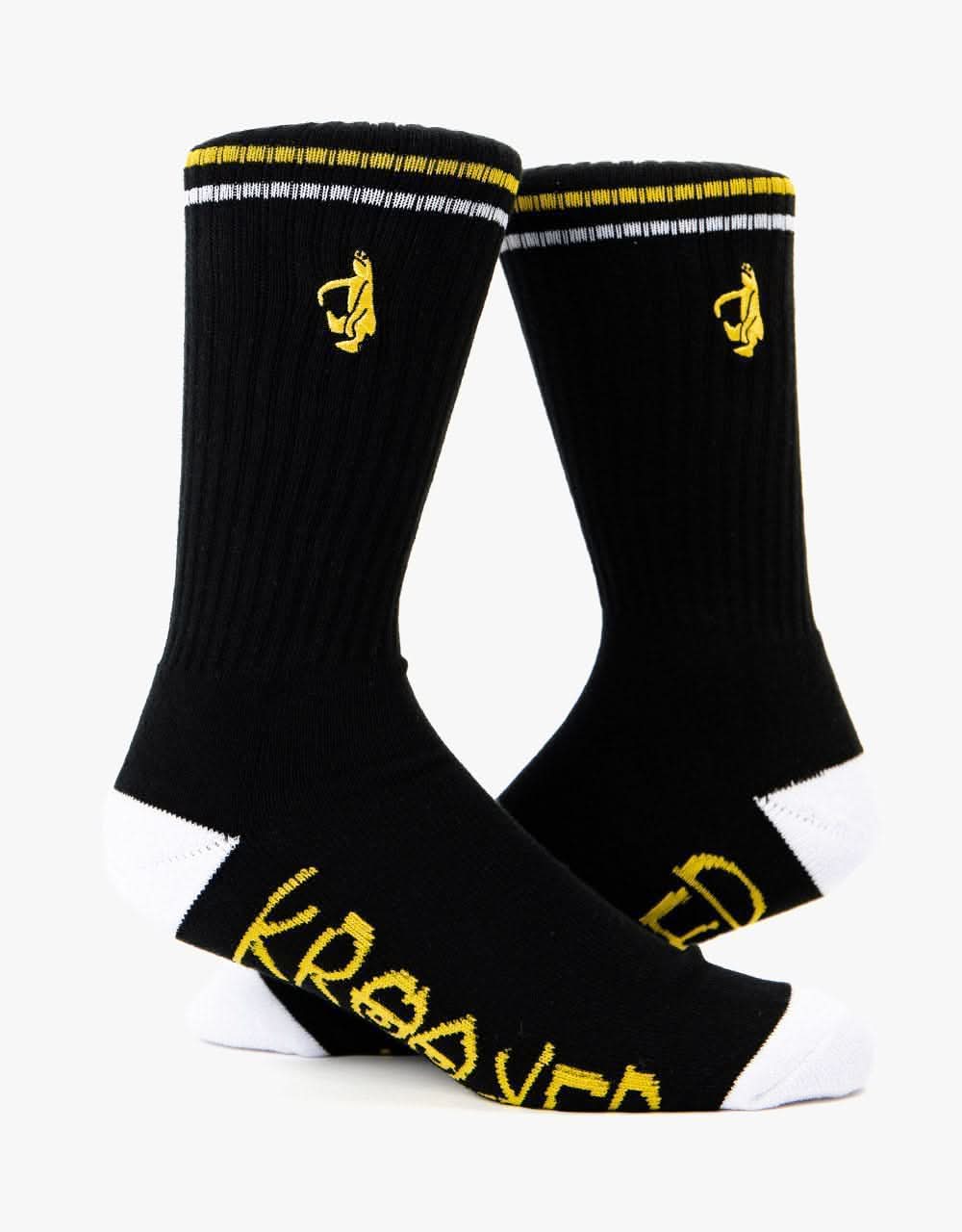 Krooked Shmoo Embroidered Socks - Black/White/Yellow