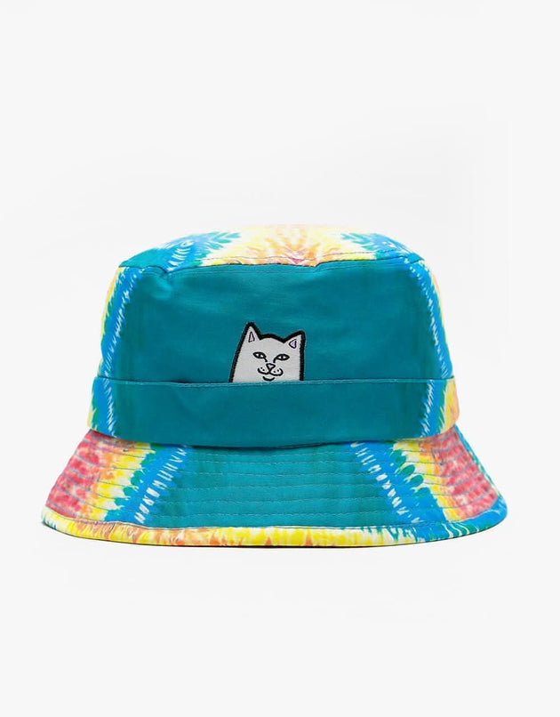 RIPNDIP Lord Nermal Tie-Dye Bucket Hat - Teal Rainbow Dye