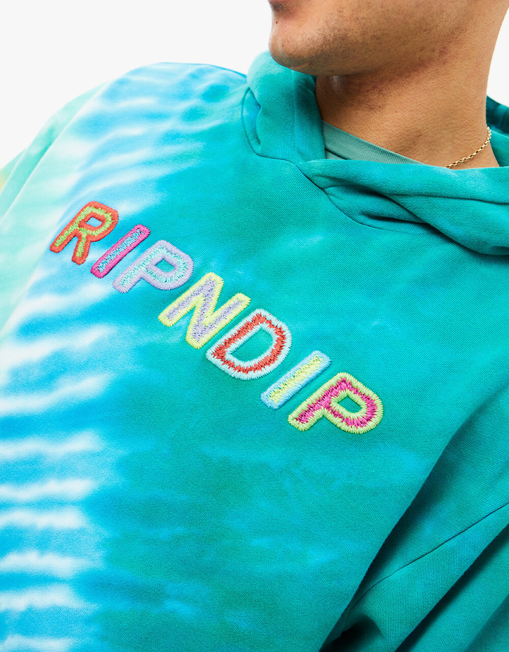 RIPNDIP Prisma Pullover Hoodie  - Teal Rainbow Dye