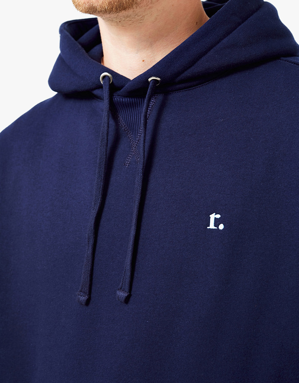 Route One Organic Striped Ribbed Pullover Hoodie - Eclipse/White/Sky Blue