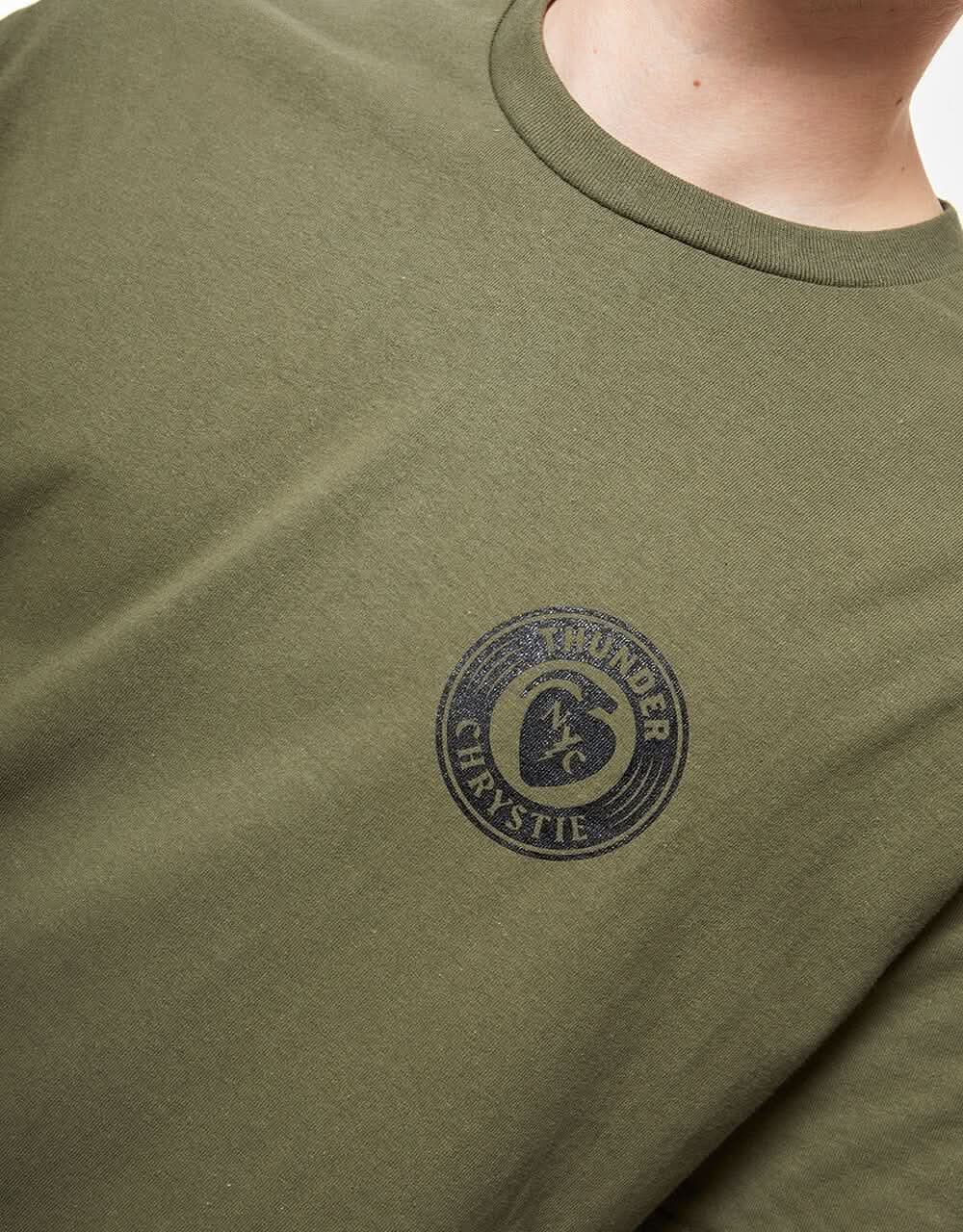 Thunder x Chrystie Circle Logo T-Shirt - Army Green