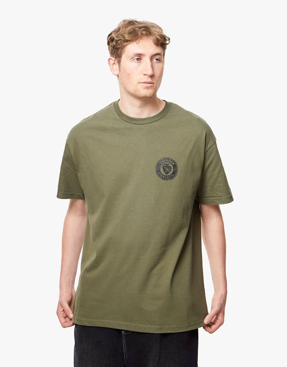 Thunder x Chrystie Circle Logo T-Shirt - Army Green