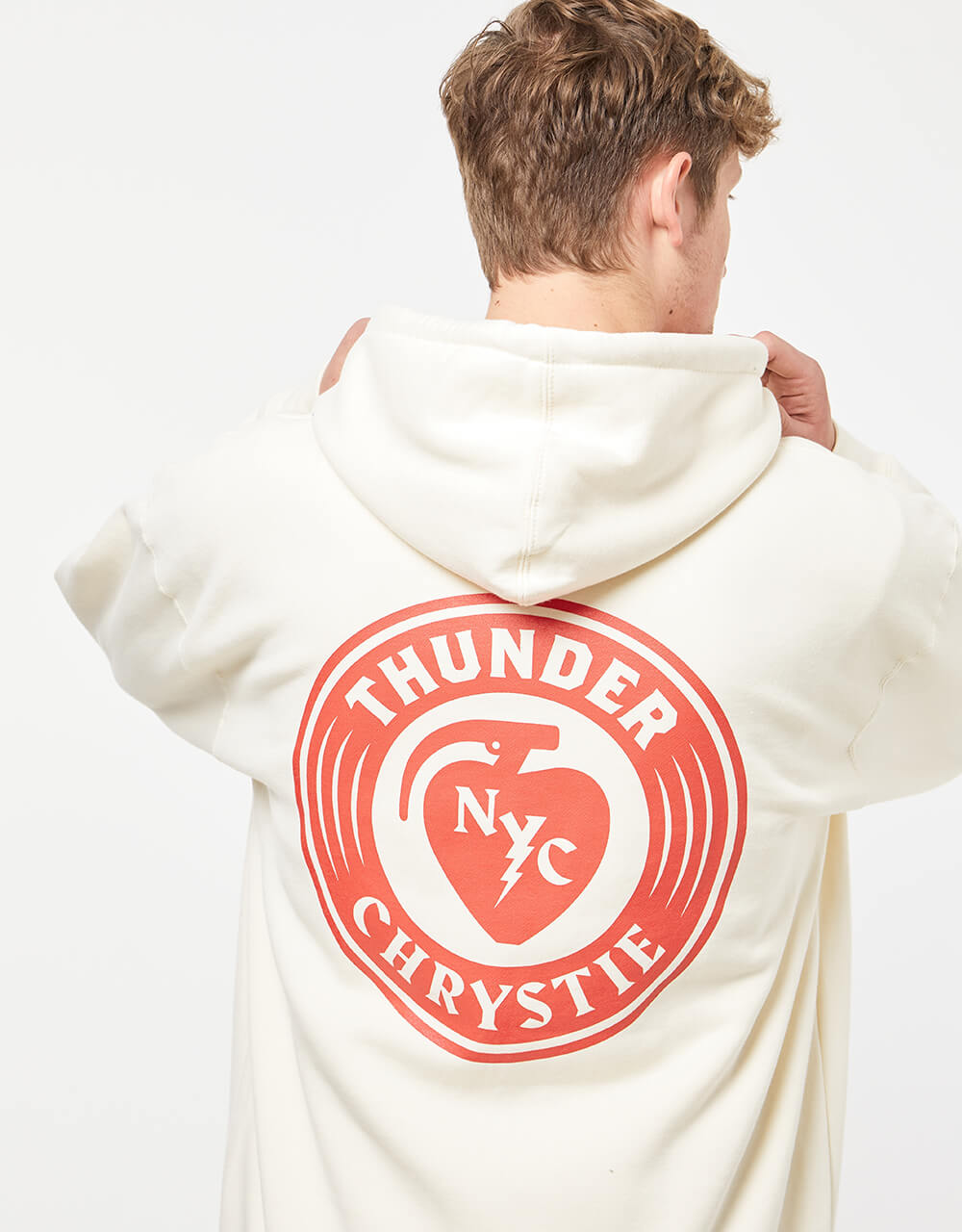 Thunder x Chrystie Circle Logo Pullover Hoodie - Bone