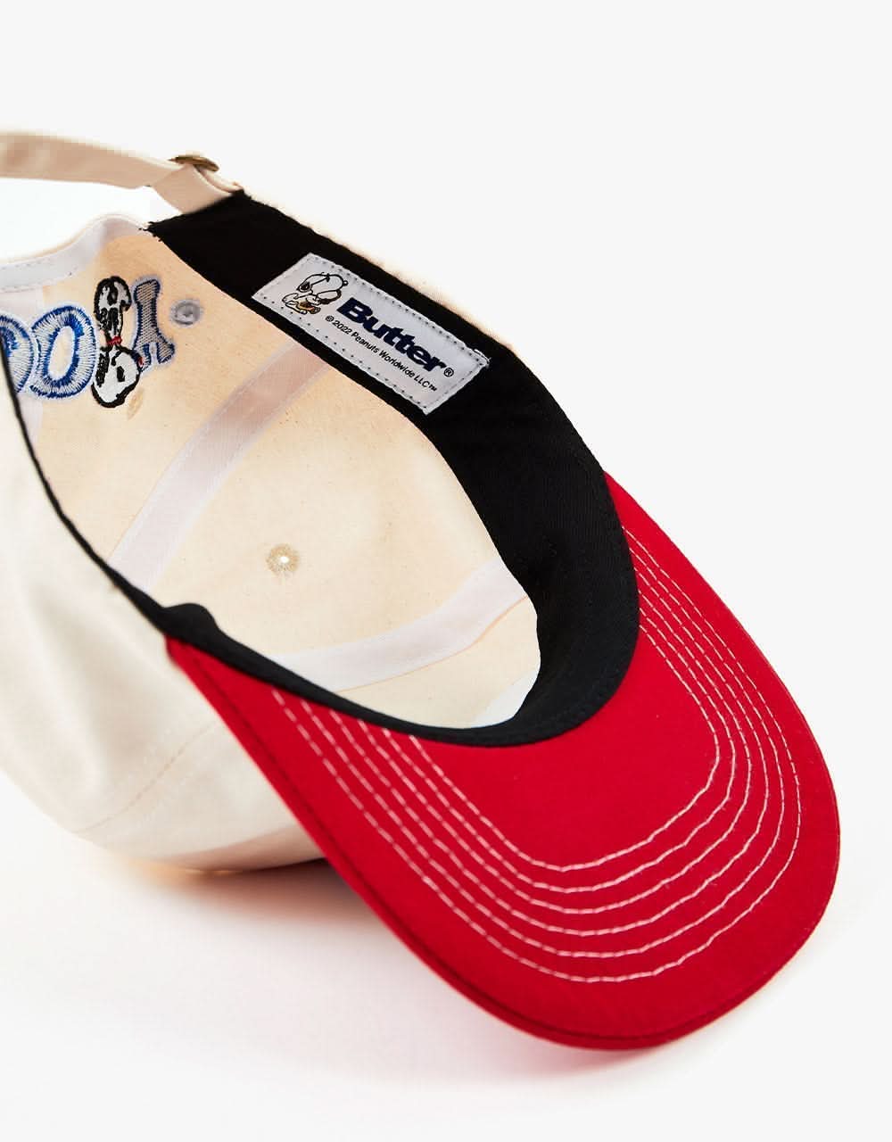 Butter Goods x Peanuts Umbrella 6 Panel Cap - Bone/Red