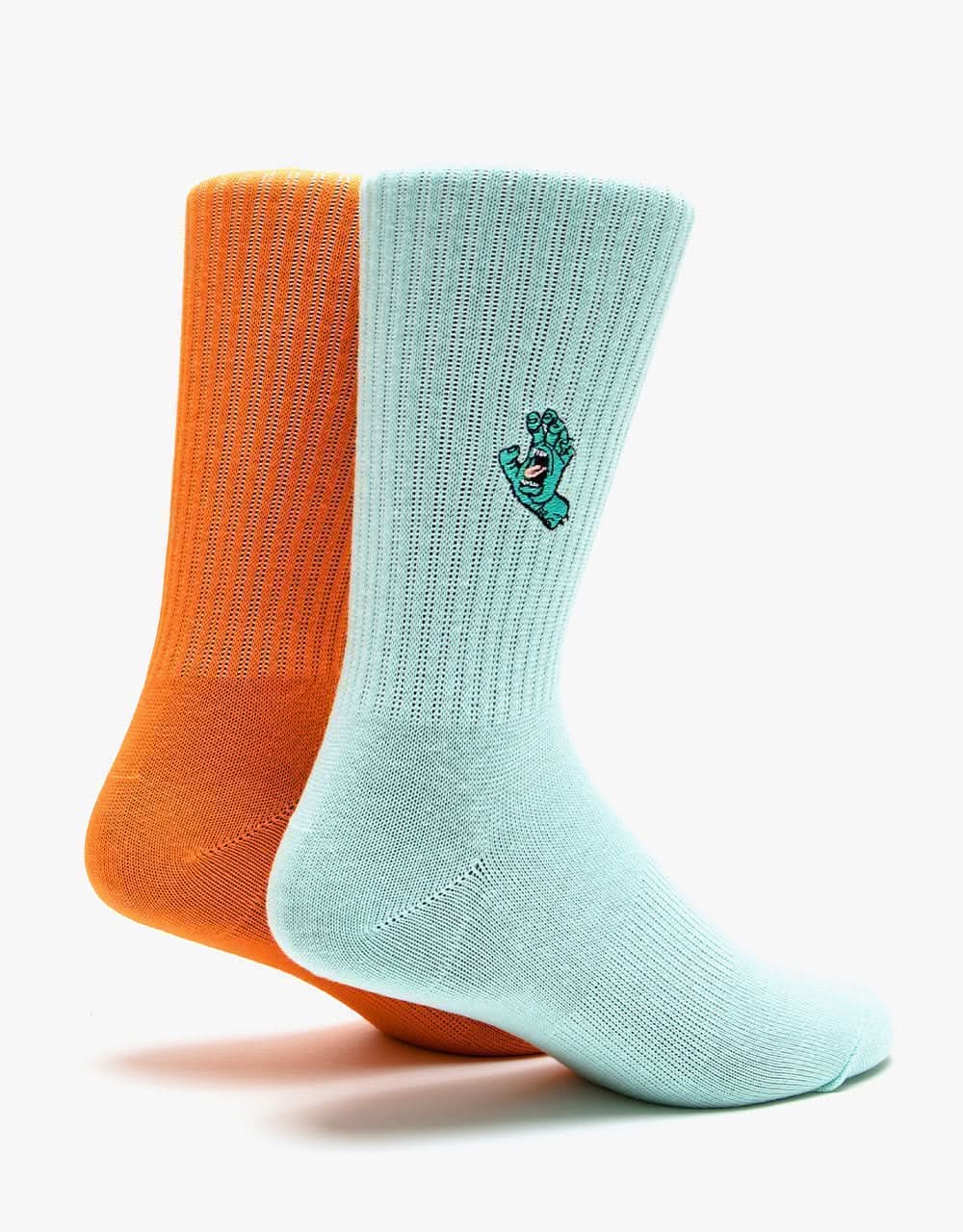Santa Cruz Womens Mini Hand 2 Pack Socks - Orange/Blue