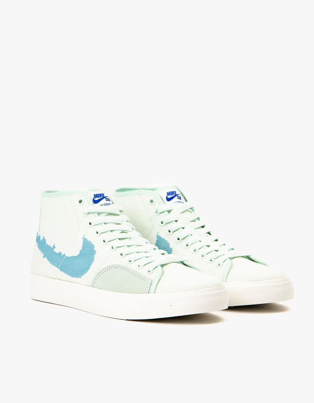 Nike SB BLZR Court Mid Premium Skate Shoes - Barely Green/Boarder Blue-Barely Green