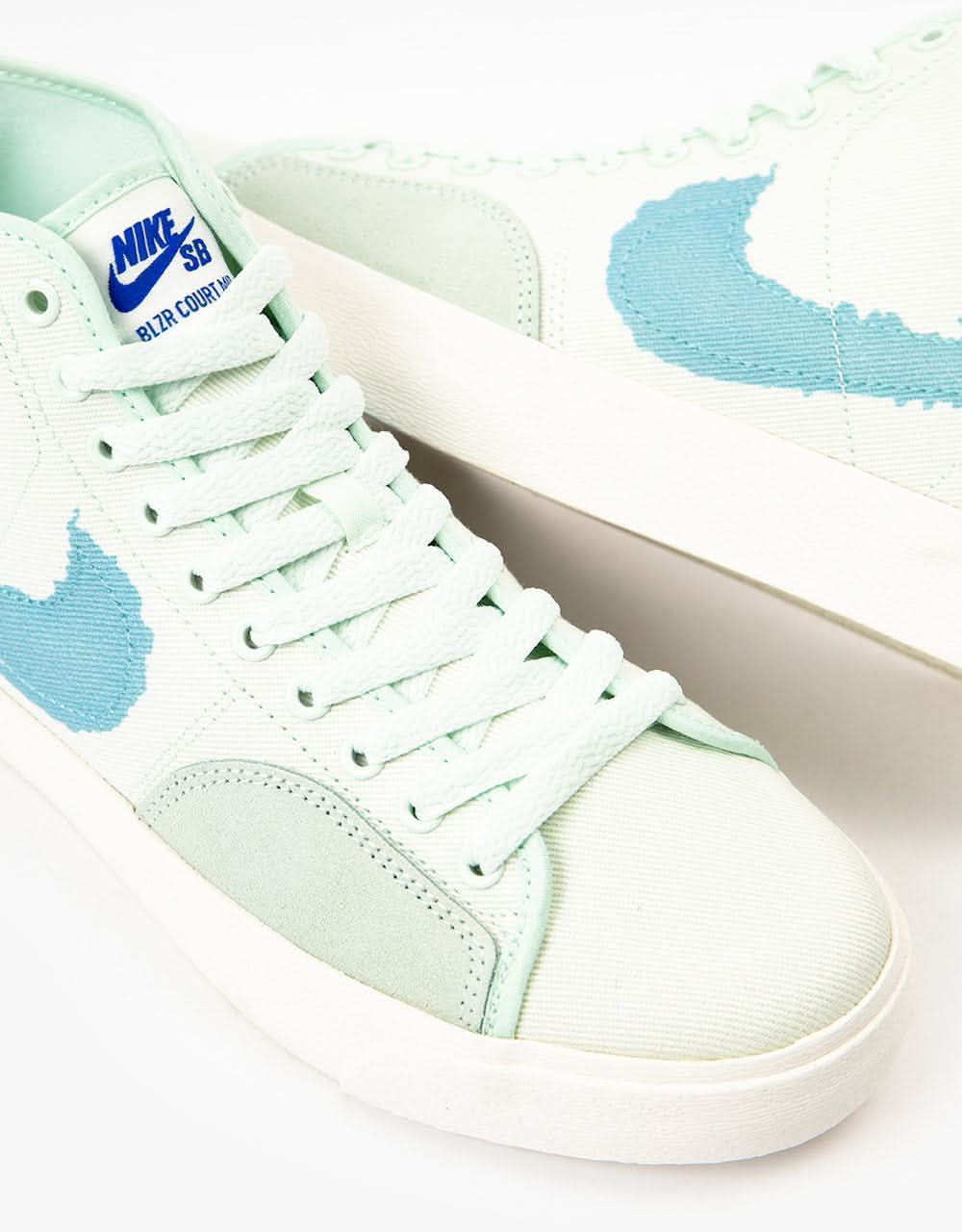 Nike SB BLZR Court Mid Premium Skate Shoes - Barely Green/Boarder Blue-Barely Green