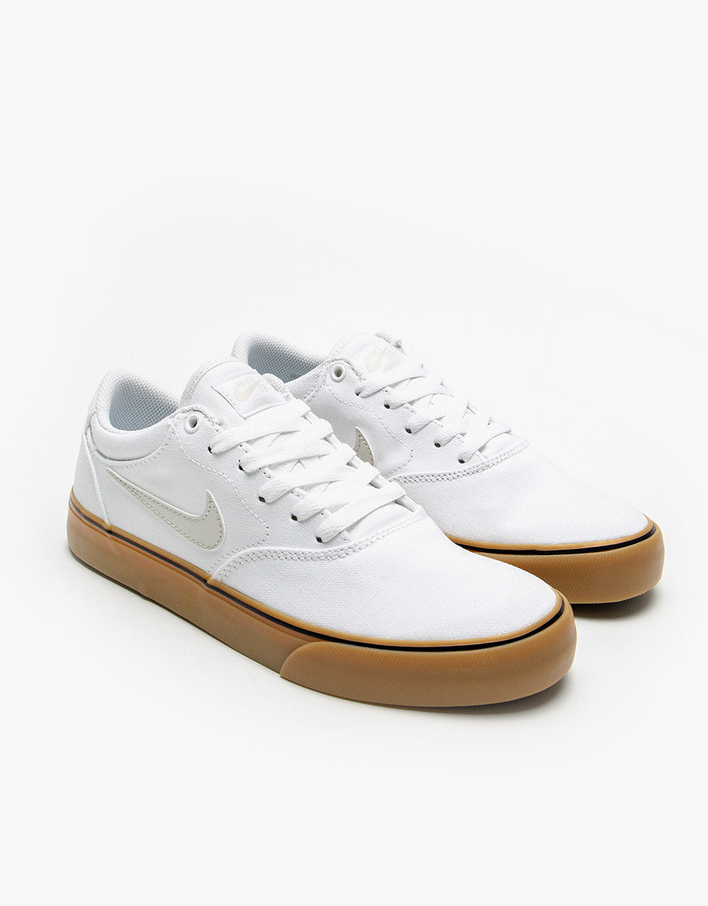 Nike SB Chron 2 Canvas Skate Shoes - White/Light Bone-White-Gum Light Brown