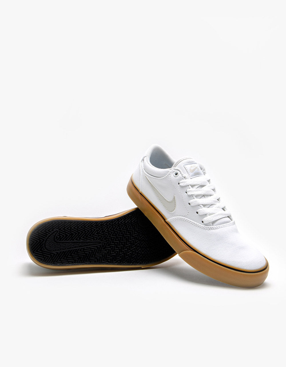 Nike SB Chron 2 Canvas Skate Shoes - White/Light Bone-White-Gum Light Brown