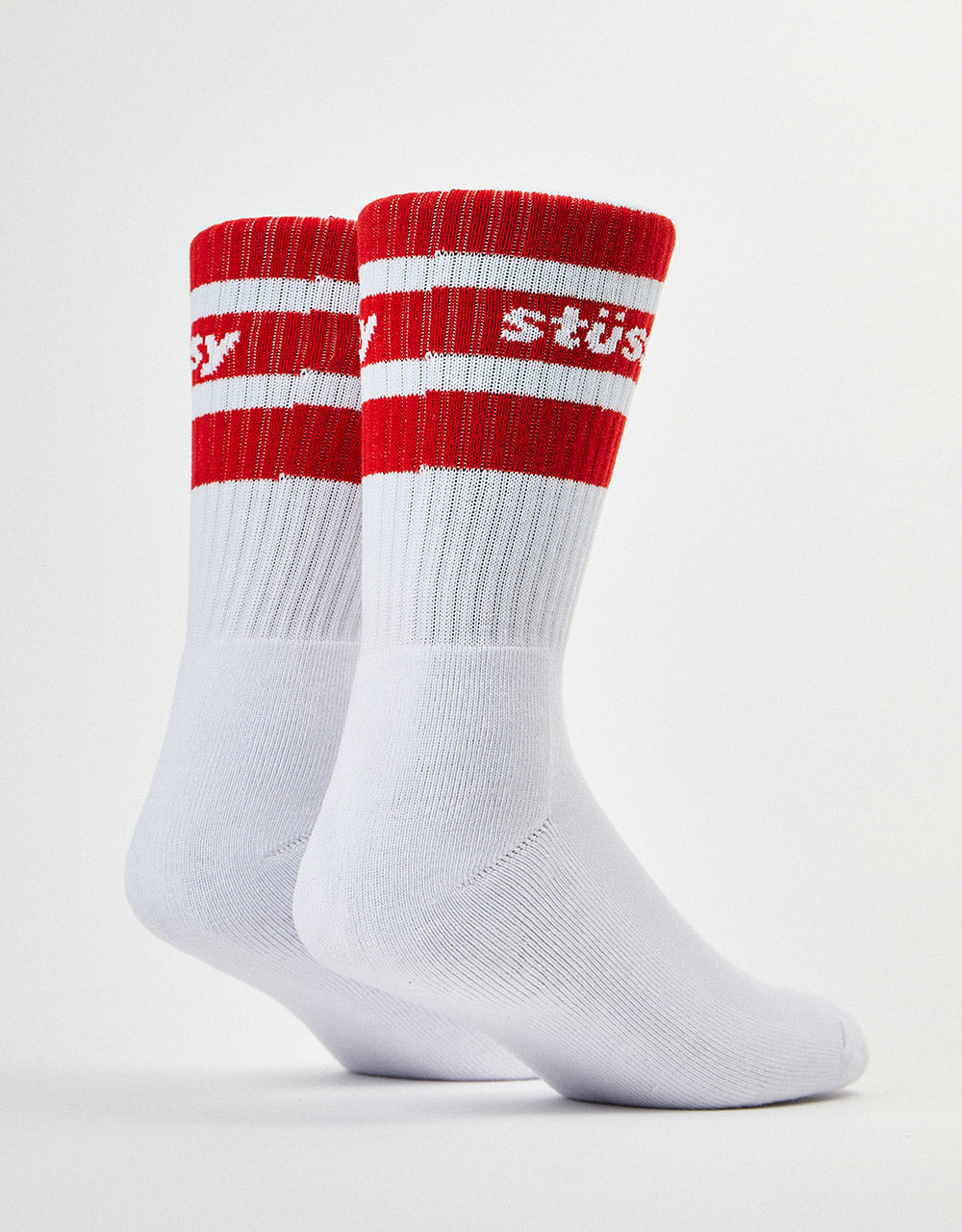 Stüssy Stripe Crew Socks - White/Red
