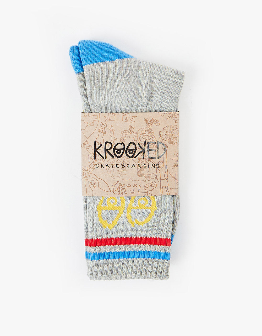 Krooked Eyes Socks - Heather/Yellow/Blue/Red