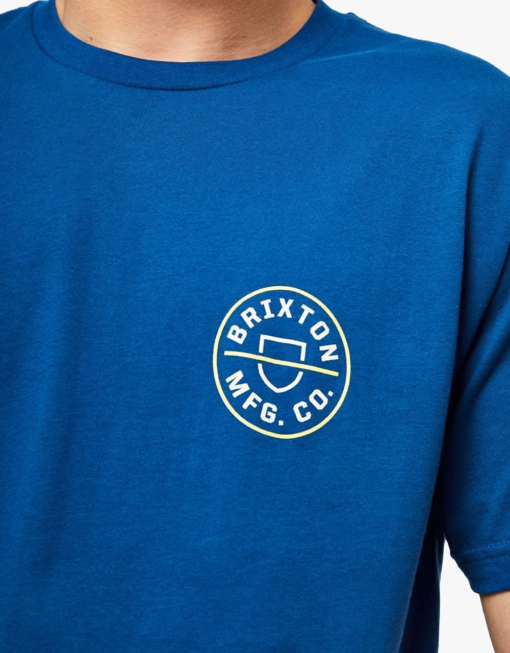Brixton Crest II T-Shirt - Cool Blue/Yellow Cab
