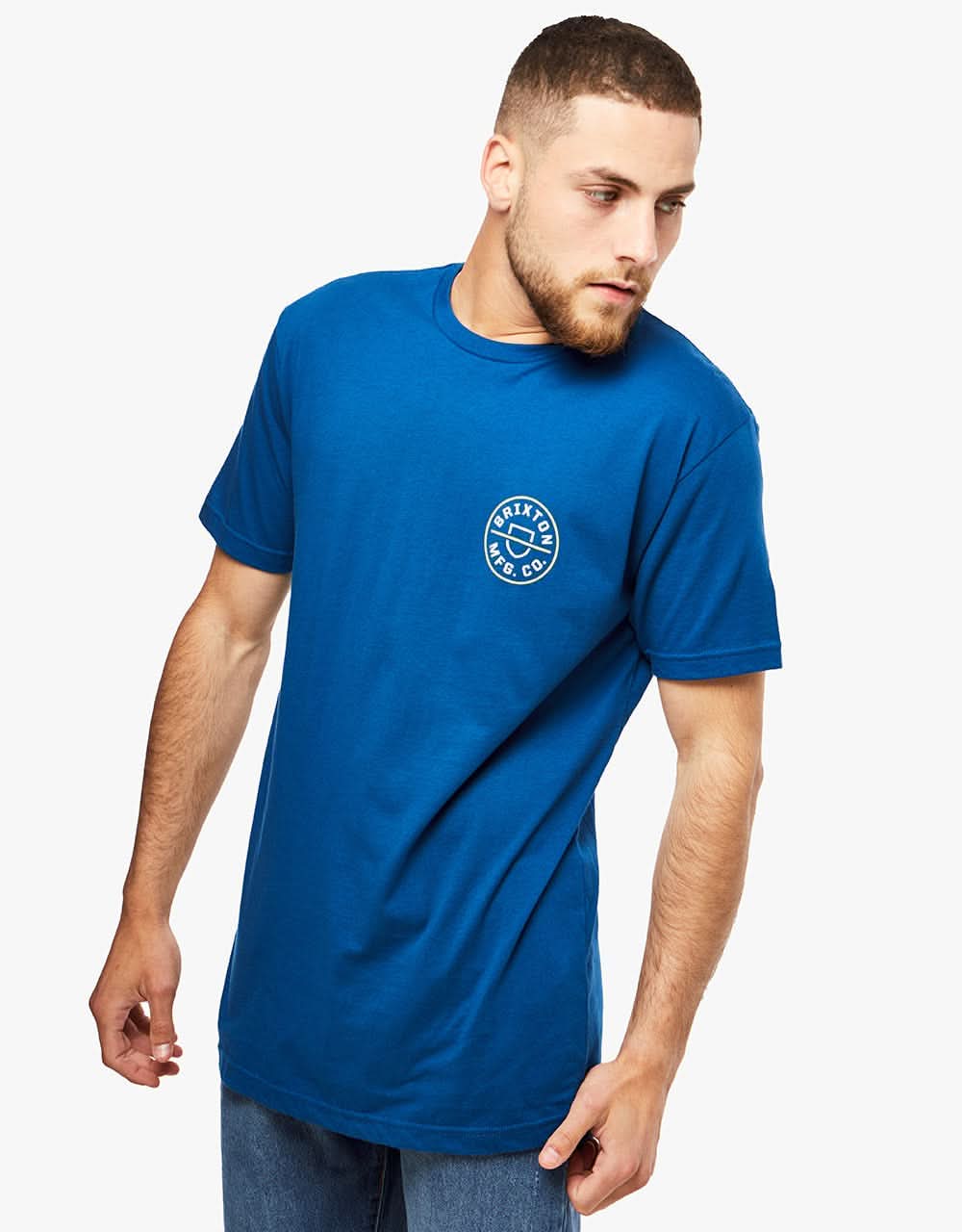 Brixton Crest II T-Shirt - Cool Blue/Yellow Cab