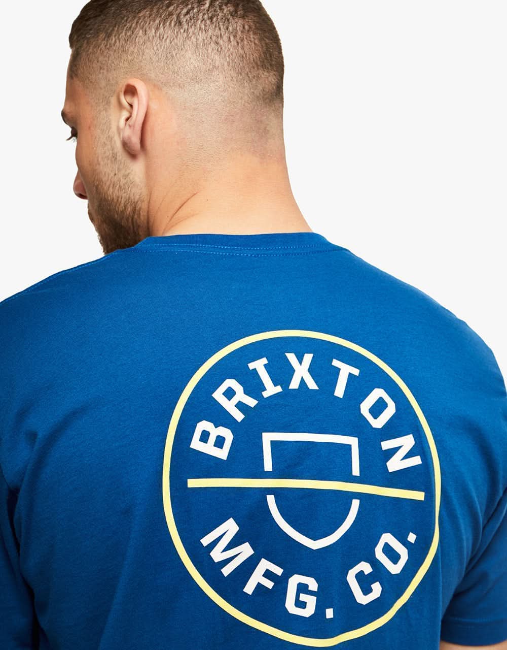 Brixton Crest II T-Shirt - Cool Blue/Yellow Cab