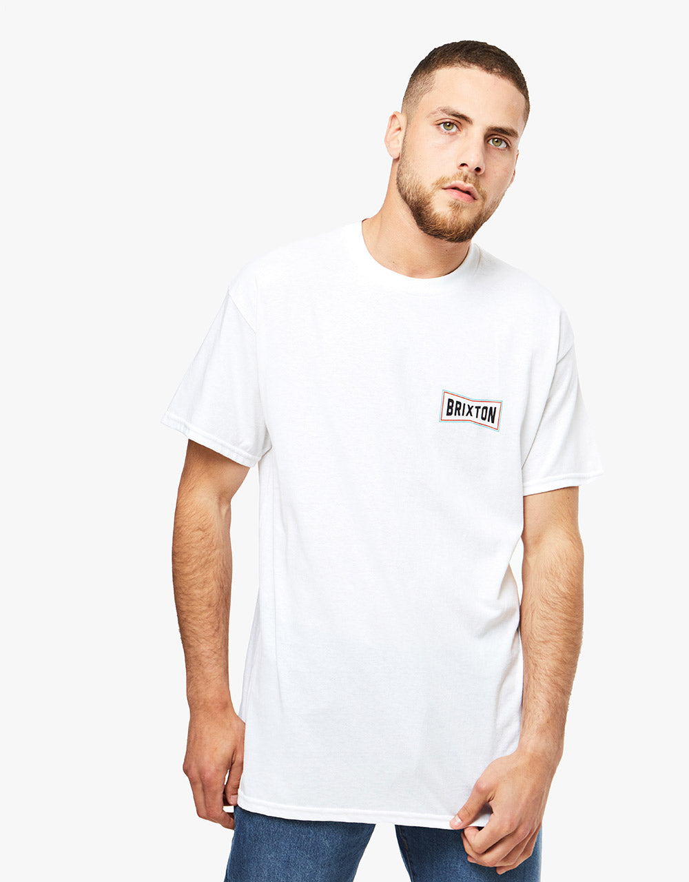 Brixton Truss T-Shirt - White/Teal/Red