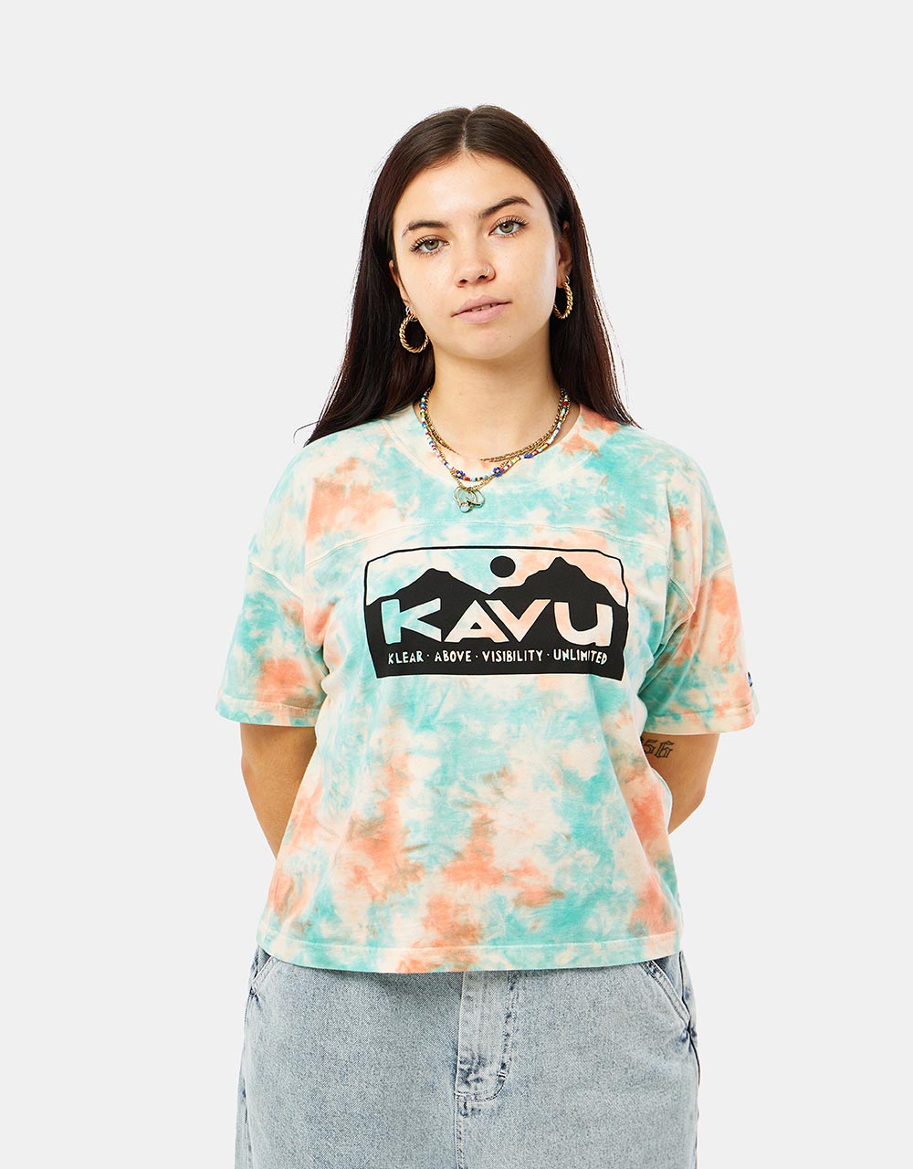 KAVU Womens Malin Crop T-Shirt - Jade Candy