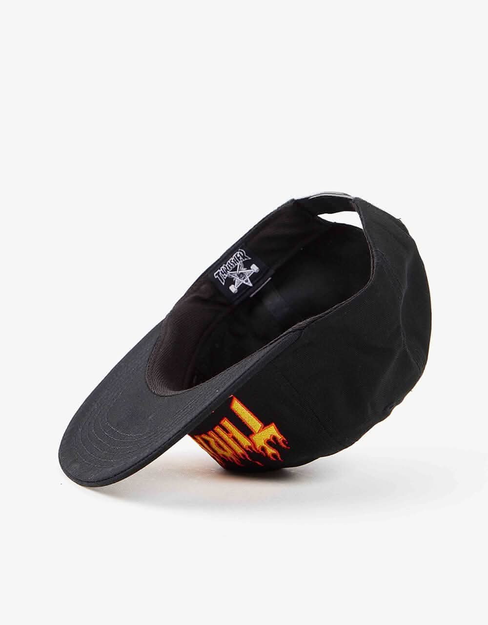 Thrasher Embroidered Flame Snapback Cap - Black