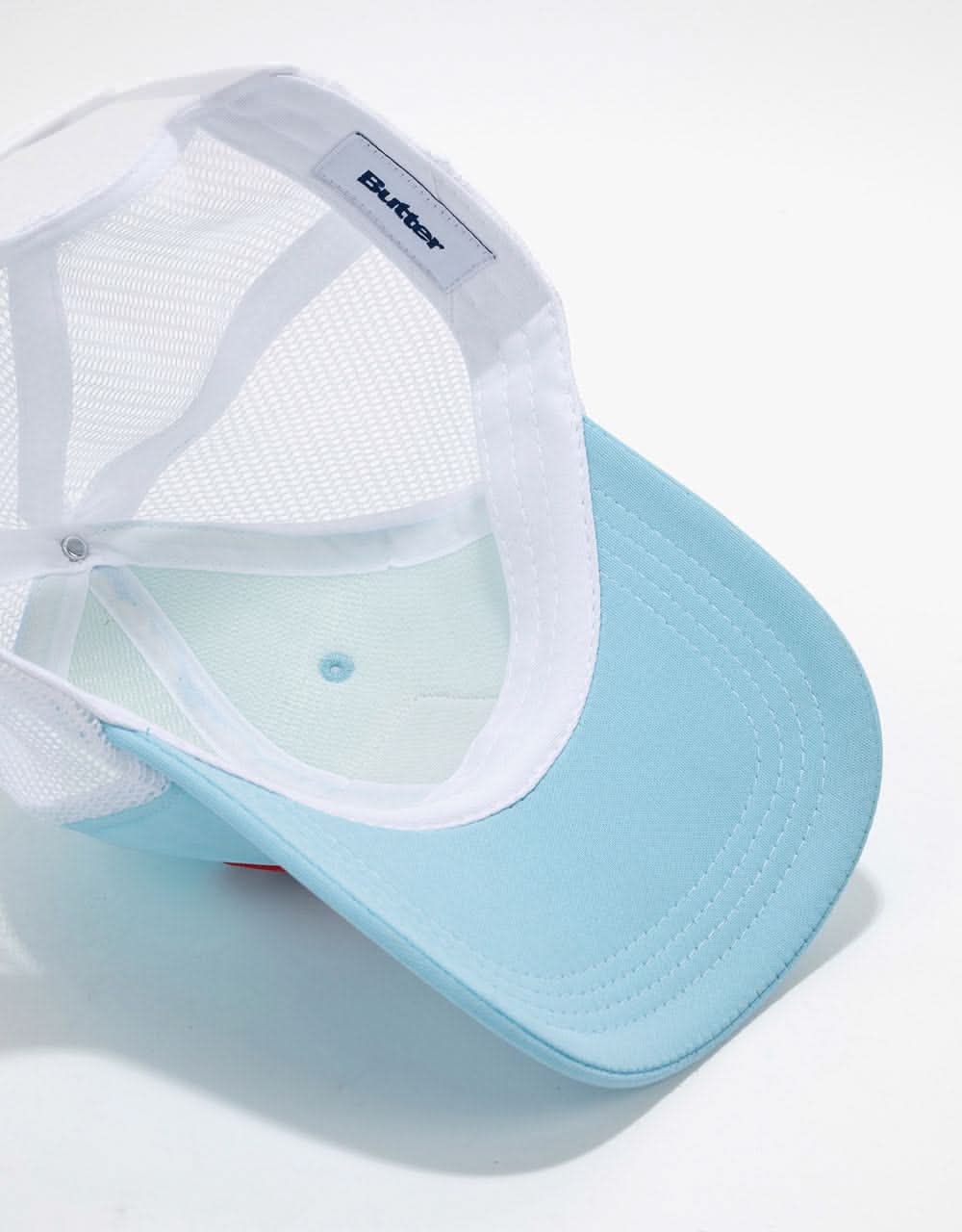 Butter Goods Cherry Trucker Cap - Powder Blue/White
