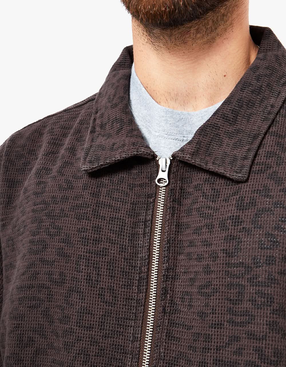 Stüssy Leopard Mesh Zip Jacket - Brown