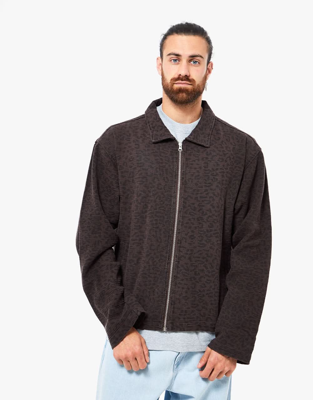 Stüssy Leopard Mesh Zip Jacket - Brown