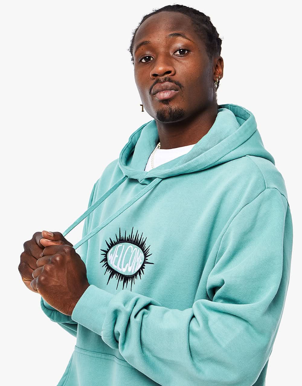 Welcome Burst Garment-Dyed Pullover Hoodie - Petrol