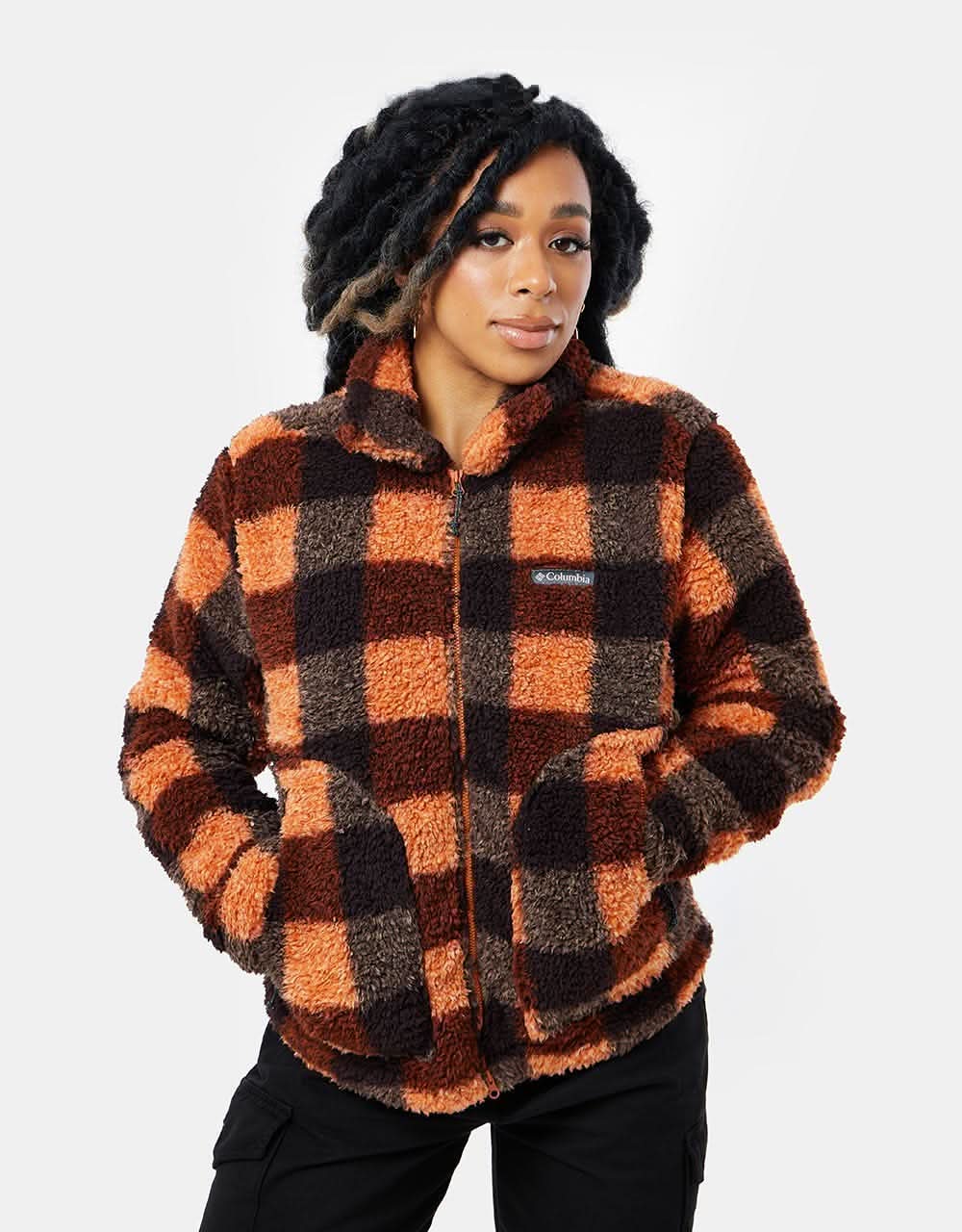 Columbia Womens Winter Pass™ Sherpa FZ Fleece - Warm Copper/Check Multi