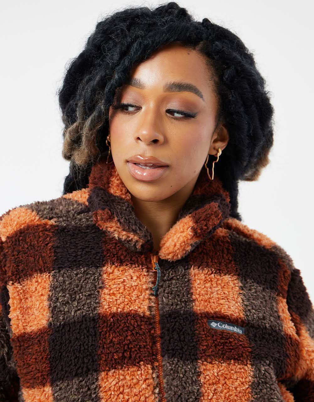 Columbia Womens Winter Pass™ Sherpa FZ Fleece - Warm Copper/Check Multi