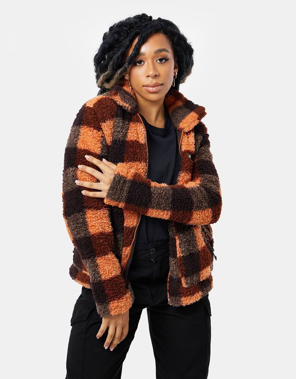 Columbia Womens Winter Pass™ Sherpa FZ Fleece - Warm Copper/Check Multi