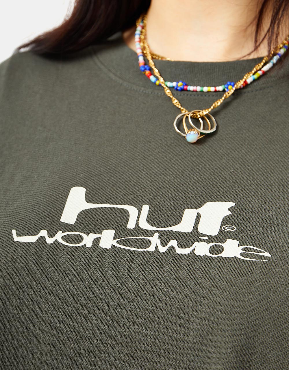HUF Womens Washed Crop T-Shirt - Gunmetal