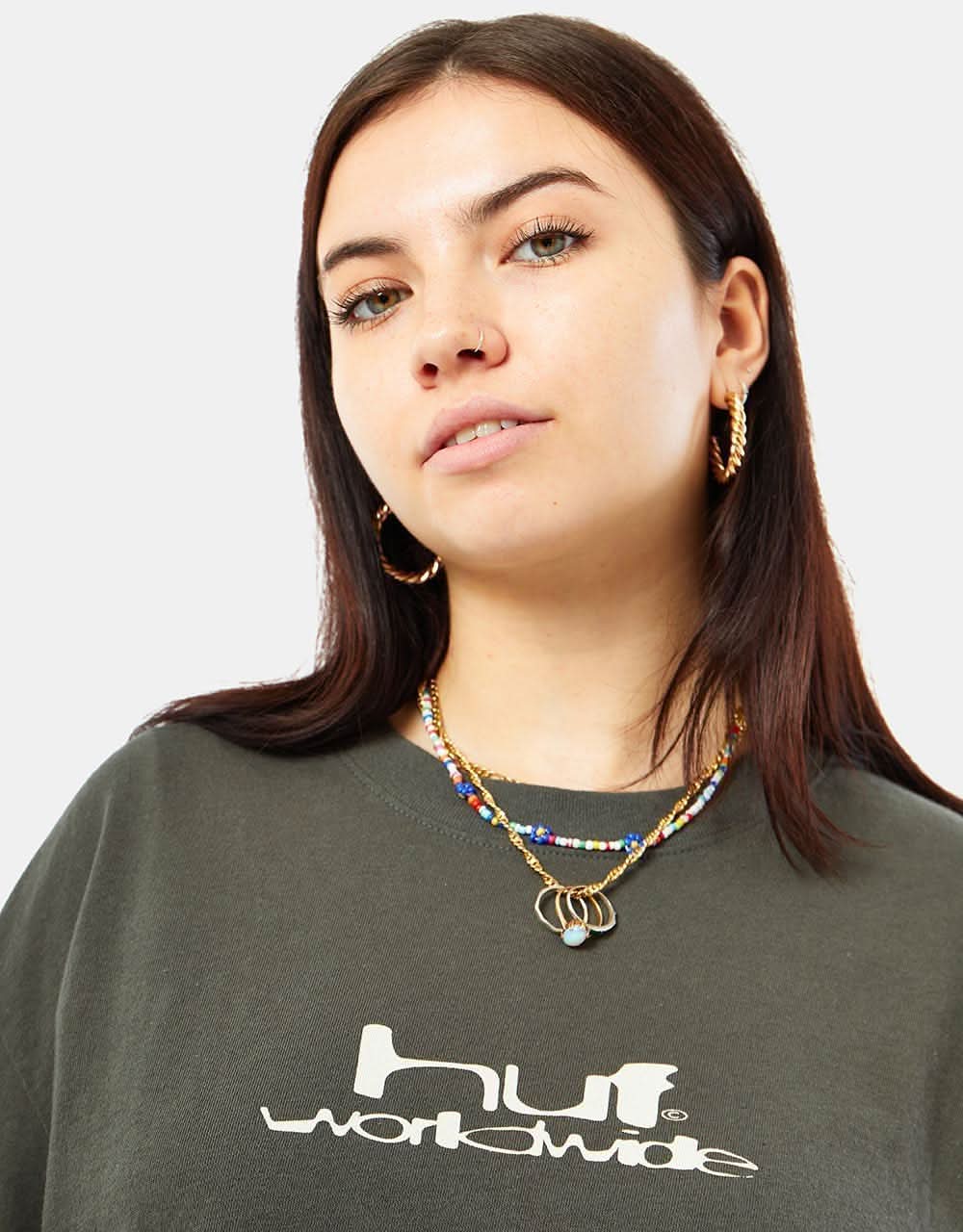 HUF Womens Washed Crop T-Shirt - Gunmetal