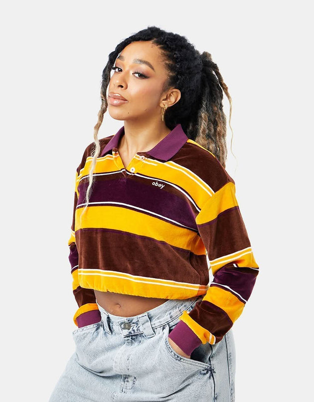 Obey Womens Georgia L/S Polo Shirt - Beetroot Multi