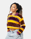 Obey Womens Georgia L/S Polo Shirt - Beetroot Multi