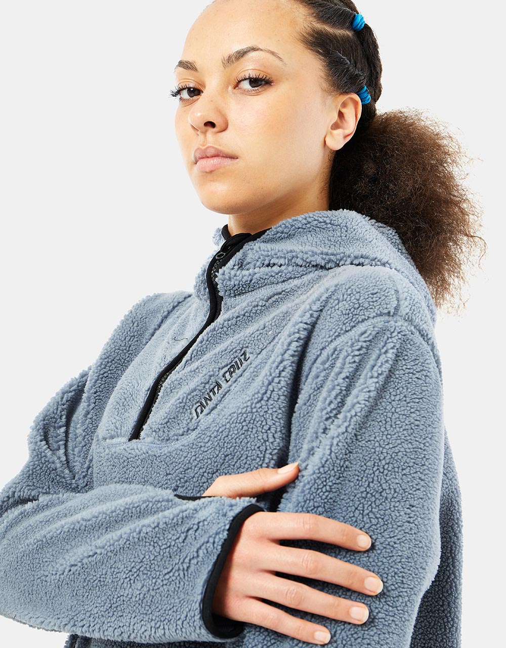 Santa Cruz Womens Strip Fleece Pullover Hoodie - Pewter