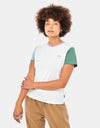 Vans Womens Colorblock  Crew T-Shirt - Marshmallow/Duck Green