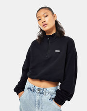 Vans Womens Left Chest Half Zip  Fleece - Black