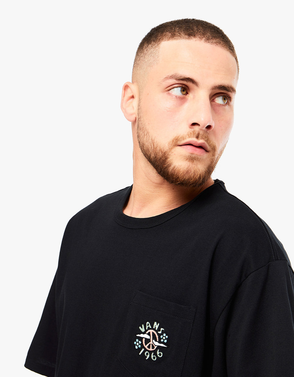 Vans Off The Wall Graphic Pocket T-Shirt - Black Peace Sign