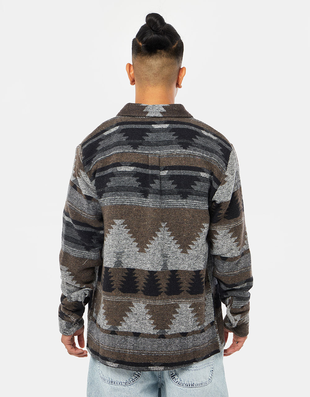 Route One Navajo Heavyweight Flannel Shirt - Charcoal