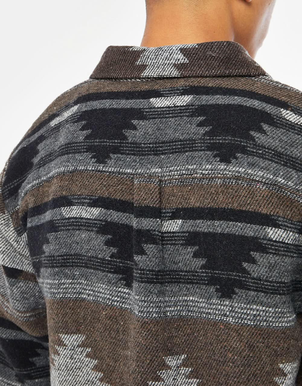 Route One Navajo Heavyweight Flannel Shirt - Charcoal