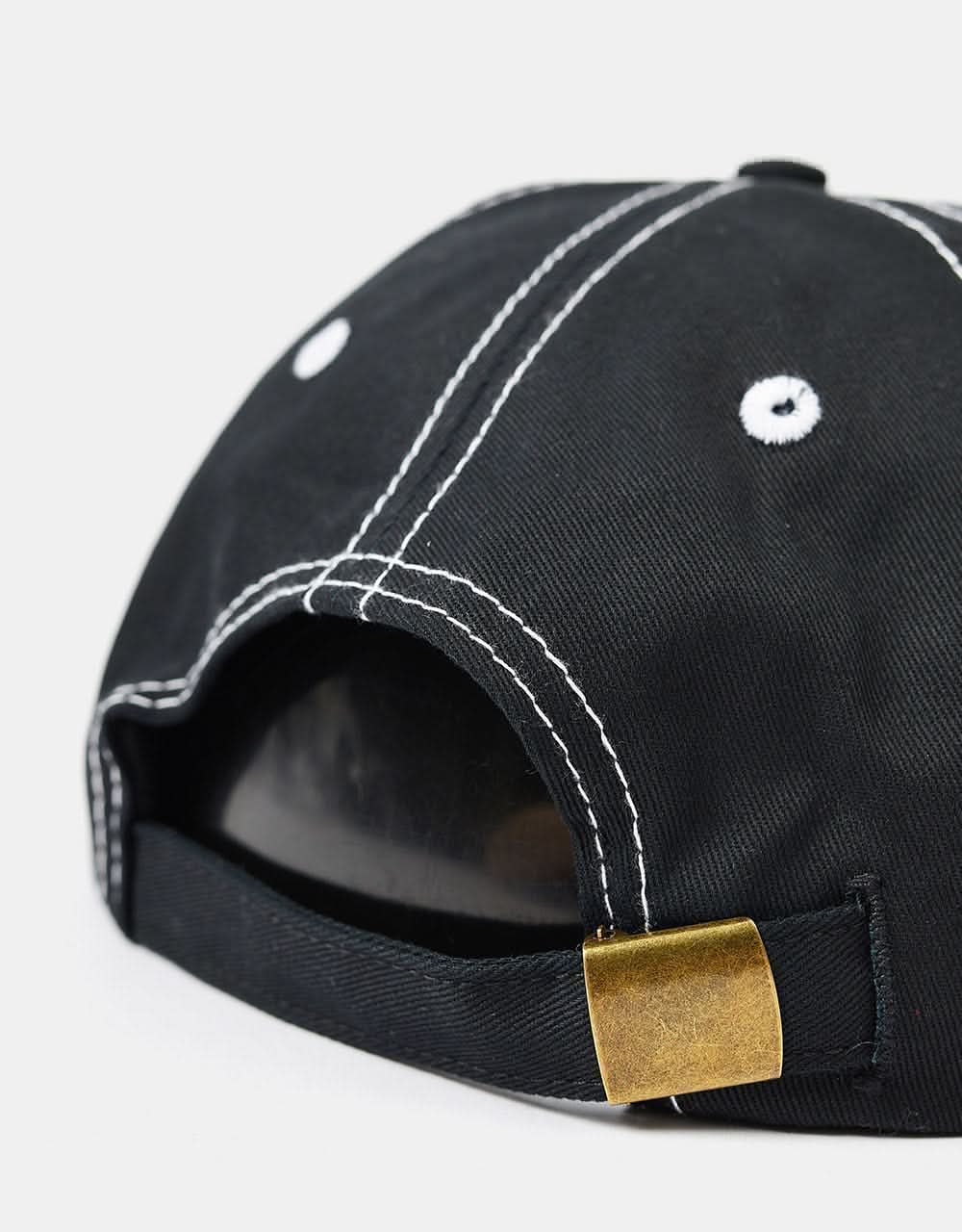 Route One Peace Out Unstructured Contrast Stitch Strapback - Black